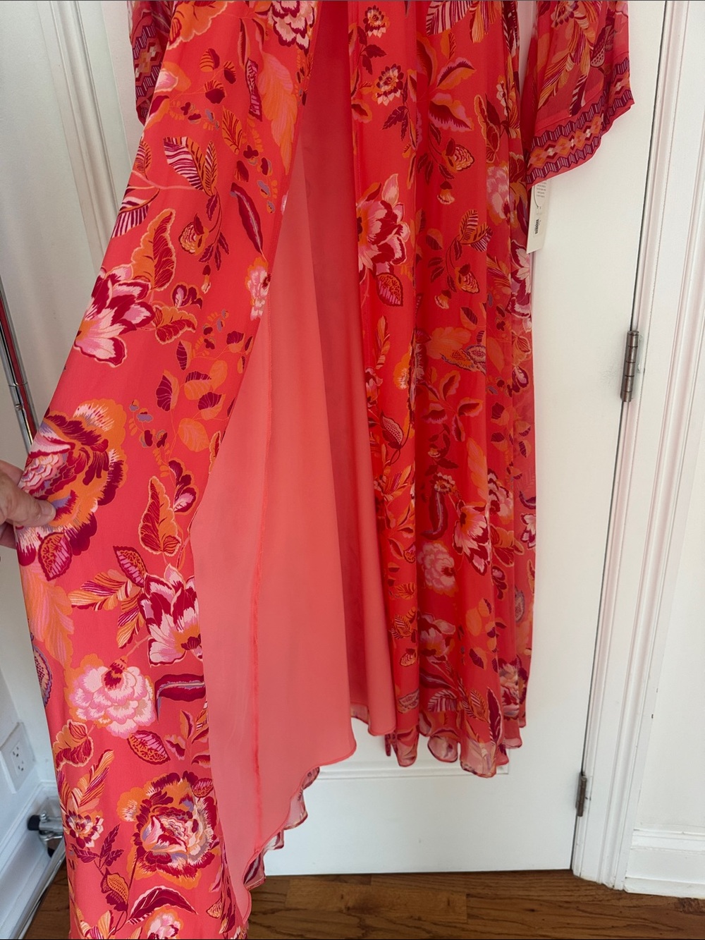 HALE BOB Floral Kimono wrap style coral lined Medium NWT - Picture 8 of 16